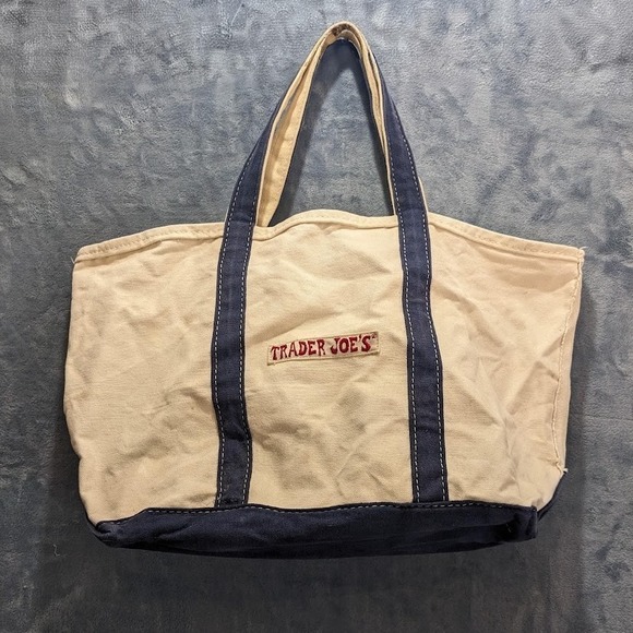 Trader Joe'S Handbags - Vintage Retro Trader Joe's Embroidered Large Canvas Tote Classic Bag Rare Y2K